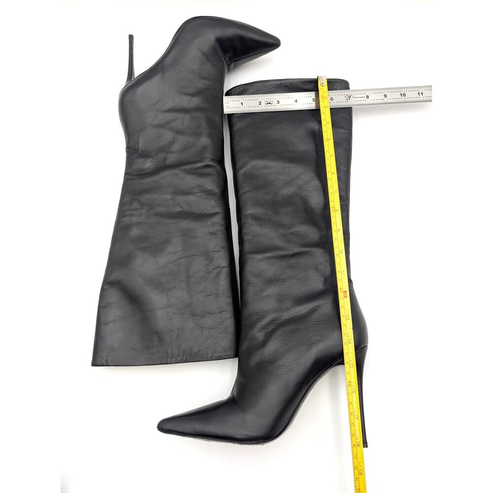 Black Suede Studio Kath 80 Knee High Boots Women's Black Leather Size US7.5 EU38 - Picture 6 of 13